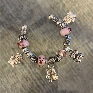 Pig Charm Bracelet Silver